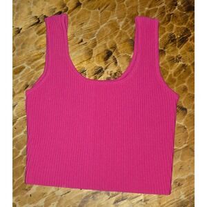 Altar'd State Pink Ribbed Knit Sweater Tank Top Scoop Neck Crop Size M